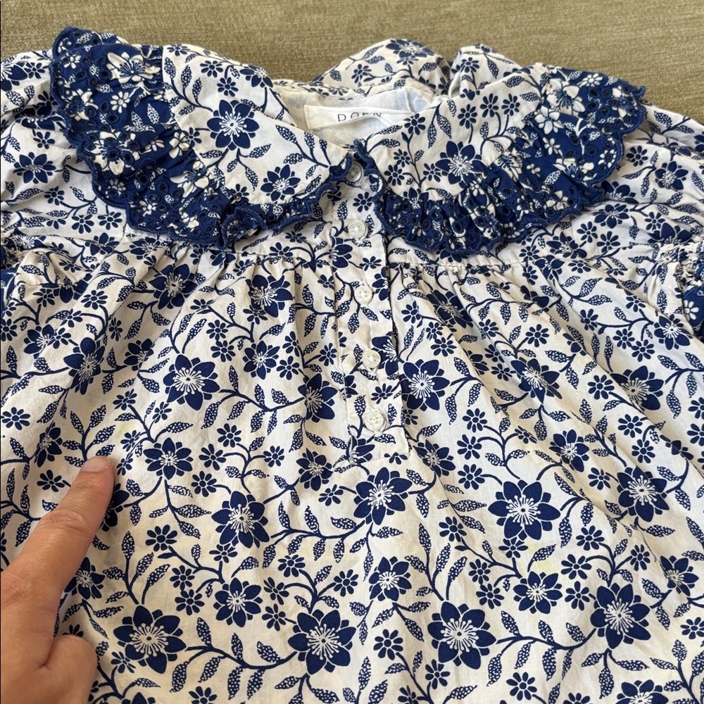 Doen Girls Navy Floral Ruffle Dress size 2 - Picture 7 of 8